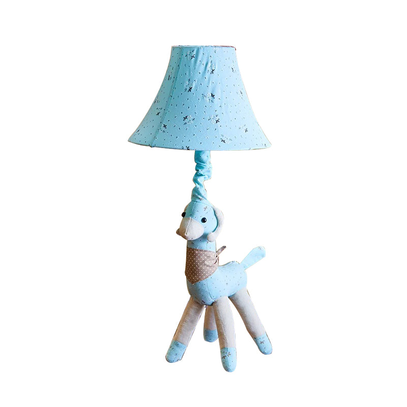 Fabric Alpaca Night Light Cartoon 1 Bulb Grey/Blue Desk Lamp with Bell Shade for Living Room Clearhalo 'Lamps' 'Table Lamps' Lighting' 898073