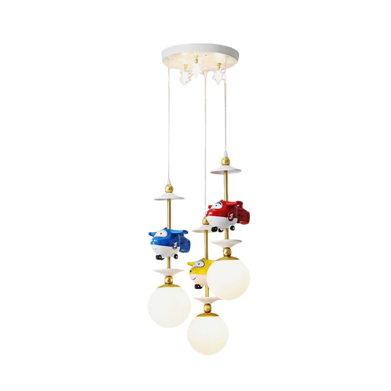 Plane Multi Light Pendant Kids Metal 3/5 Lights Children Bedroom Suspension Lamp in Gold Clearhalo 'Ceiling Lights' 'Pendant Lights' 'Pendants' Lighting' 898163