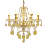 Gold Finish Candlestick Hanging Chandelier Modernist 6 Bulbs Crystal Drip Pendant Lighting Clearhalo 'Ceiling Lights' 'Chandeliers' 'Modern Chandeliers' 'Modern' Lighting' 898246