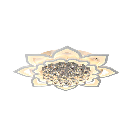 Acrylic Flower Shape Flush Lighting Contemporary LED White Flush Lamp with Crystal Droplet Clearhalo 'Ceiling Lights' 'Close To Ceiling Lights' 'Close to ceiling' 'Flush mount' Lighting' 898336