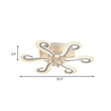 White Finish Hook Shaped Flush Mount Minimalist 6-Head Acrylic LED Semi Flush Light with Crystal Droplet Clearhalo 'Ceiling Lights' 'Close To Ceiling Lights' 'Close to ceiling' 'Semi-flushmount' Lighting' 898361