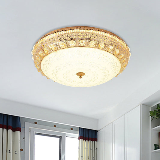 Gold Finish Round Flush Light Fixture Modernism Crystal Block LED Flush Mount Ceiling Lamp Gold Clearhalo 'Ceiling Lights' 'Close To Ceiling Lights' 'Close to ceiling' 'Flush mount' Lighting' 898370