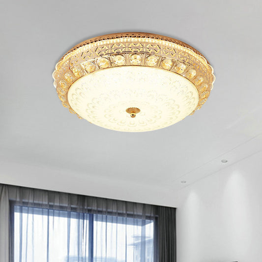 Gold Finish Round Flush Light Fixture Modernism Crystal Block LED Flush Mount Ceiling Lamp Clearhalo 'Ceiling Lights' 'Close To Ceiling Lights' 'Close to ceiling' 'Flush mount' Lighting' 898371