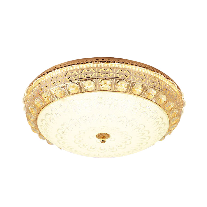 Gold Finish Round Flush Light Fixture Modernism Crystal Block LED Flush Mount Ceiling Lamp Clearhalo 'Ceiling Lights' 'Close To Ceiling Lights' 'Close to ceiling' 'Flush mount' Lighting' 898372