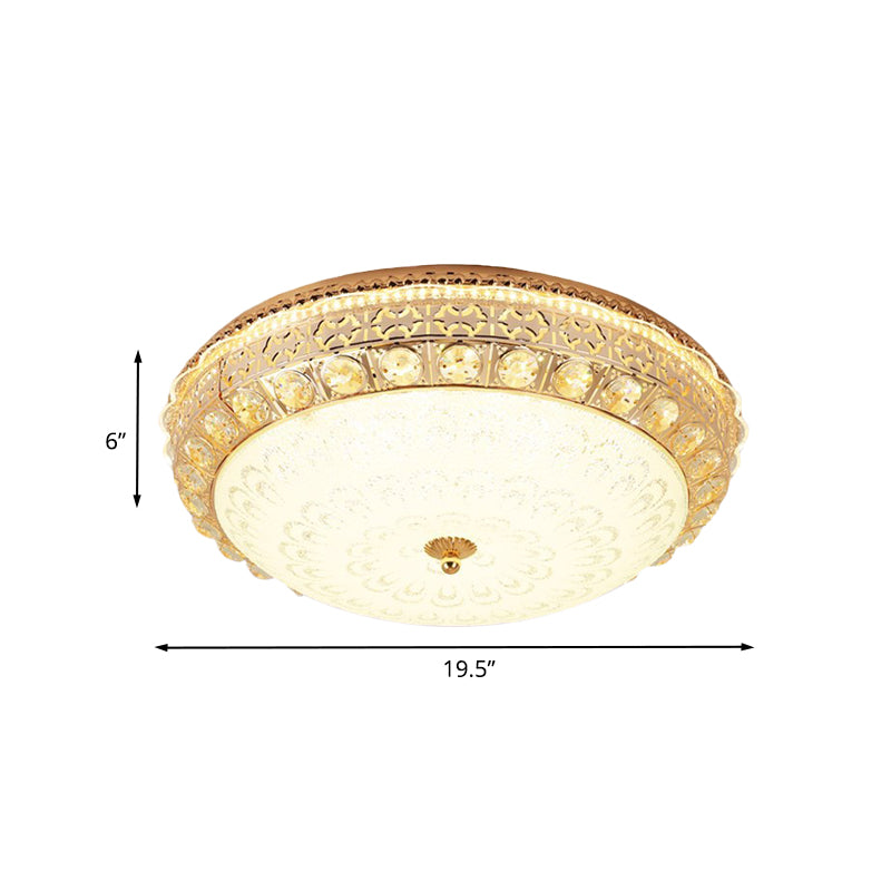 Gold Finish Round Flush Light Fixture Modernism Crystal Block LED Flush Mount Ceiling Lamp Clearhalo 'Ceiling Lights' 'Close To Ceiling Lights' 'Close to ceiling' 'Flush mount' Lighting' 898373