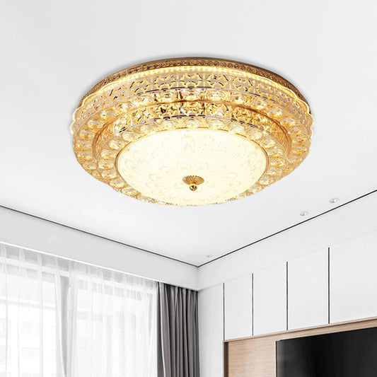 Modernist 2-Tier Circle Flushmount Light Beveled Crystal LED Bedroom Ceiling Mounted Fixture in Gold Gold Clearhalo 'Ceiling Lights' 'Close To Ceiling Lights' 'Close to ceiling' 'Flush mount' Lighting' 898374