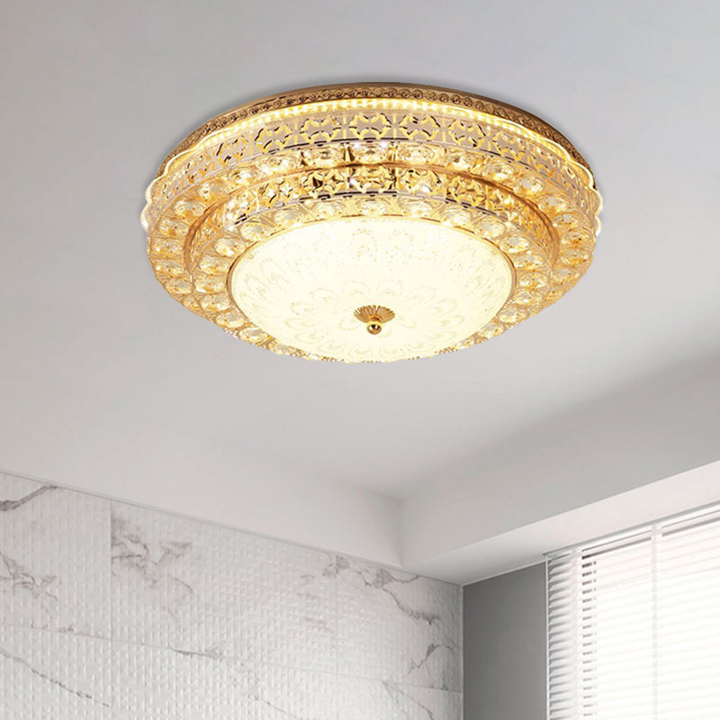 Modernist 2-Tier Circle Flushmount Light Beveled Crystal LED Bedroom Ceiling Mounted Fixture in Gold Clearhalo 'Ceiling Lights' 'Close To Ceiling Lights' 'Close to ceiling' 'Flush mount' Lighting' 898375