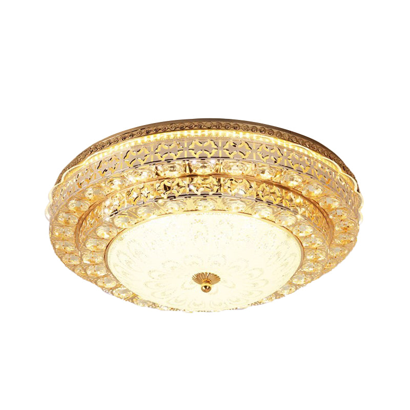 Modernist 2-Tier Circle Flushmount Light Beveled Crystal LED Bedroom Ceiling Mounted Fixture in Gold Clearhalo 'Ceiling Lights' 'Close To Ceiling Lights' 'Close to ceiling' 'Flush mount' Lighting' 898376