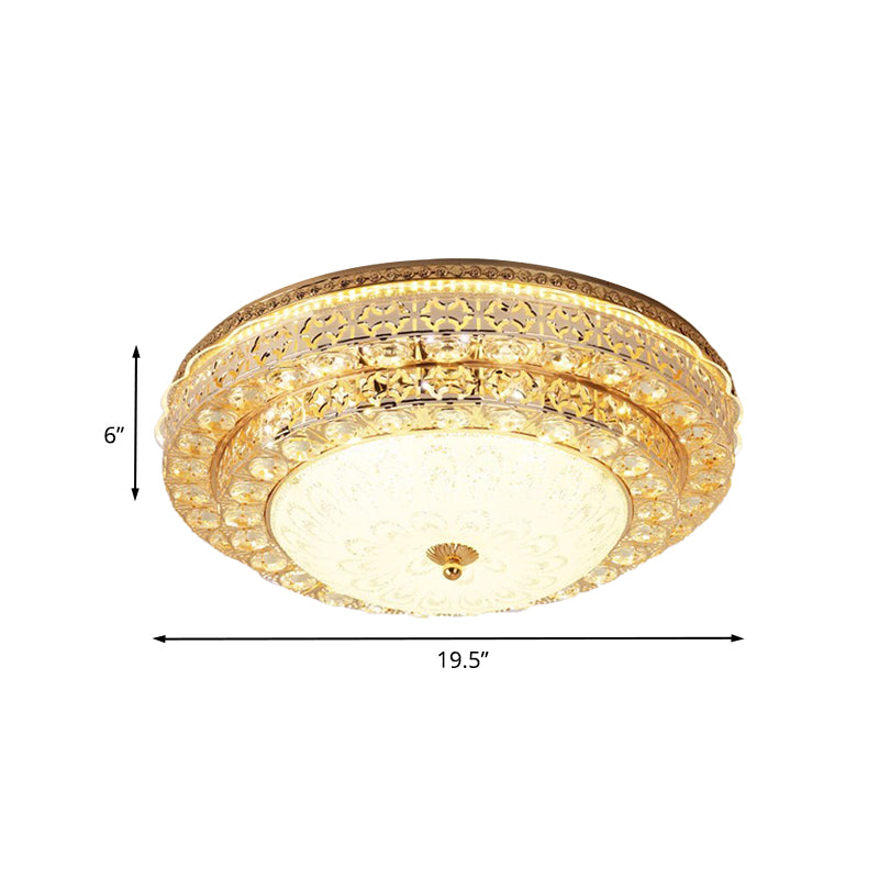 Modernist 2-Tier Circle Flushmount Light Beveled Crystal LED Bedroom Ceiling Mounted Fixture in Gold Clearhalo 'Ceiling Lights' 'Close To Ceiling Lights' 'Close to ceiling' 'Flush mount' Lighting' 898377