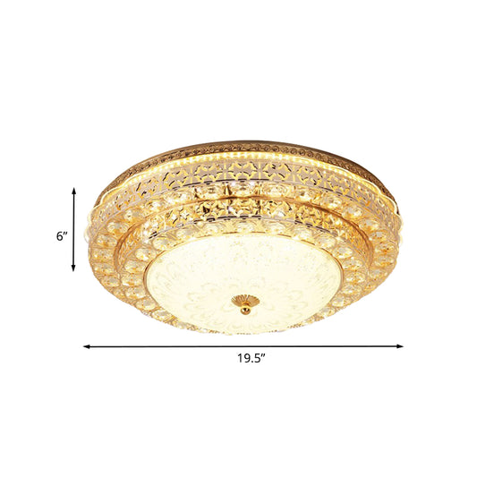 Modernist 2-Tier Circle Flushmount Light Beveled Crystal LED Bedroom Ceiling Mounted Fixture in Gold Clearhalo 'Ceiling Lights' 'Close To Ceiling Lights' 'Close to ceiling' 'Flush mount' Lighting' 898377