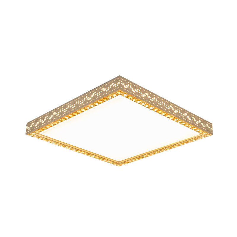 Squared Ceiling Flush Mount Minimalism Metallic LED White Flush Lamp Fixture with Crystal Block Deco Clearhalo 'Ceiling Lights' 'Close To Ceiling Lights' 'Close to ceiling' 'Flush mount' Lighting' 898384