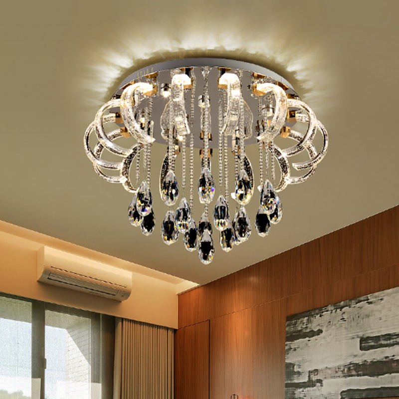 Arched and Drip Flushmount Lighting Modern Clear Crystal LED Bedroom Flush Mount Fixture Clear Clearhalo 'Ceiling Lights' 'Close To Ceiling Lights' 'Close to ceiling' 'Flush mount' Lighting' 898390