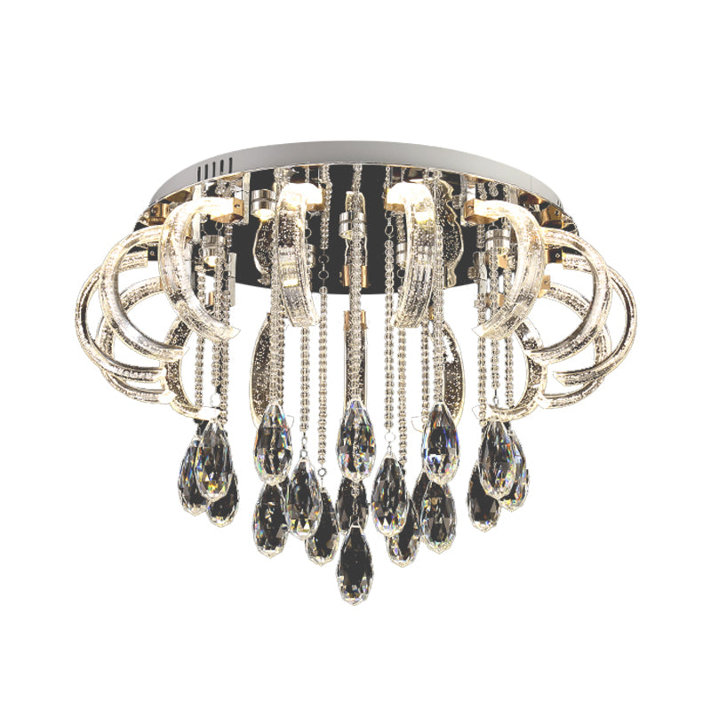 Arched and Drip Flushmount Lighting Modern Clear Crystal LED Bedroom Flush Mount Fixture Clearhalo 'Ceiling Lights' 'Close To Ceiling Lights' 'Close to ceiling' 'Flush mount' Lighting' 898391