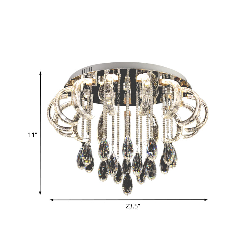 Arched and Drip Flushmount Lighting Modern Clear Crystal LED Bedroom Flush Mount Fixture Clearhalo 'Ceiling Lights' 'Close To Ceiling Lights' 'Close to ceiling' 'Flush mount' Lighting' 898393