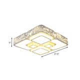 Crystal Square Ceiling Mounted Light Modern LED White Flush Lamp Fixture for Bedroom Clearhalo 'Ceiling Lights' 'Close To Ceiling Lights' 'Close to ceiling' 'Flush mount' Lighting' 898401