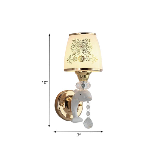 Trapezoid Opal Glass Shade Wall Sconce Modern 1/2-Light Gold Finish Wall Mount Lamp Fixture Clearhalo 'Modern wall lights' 'Modern' 'Wall Lamps & Sconces' 'Wall Lights' Lighting' 898437