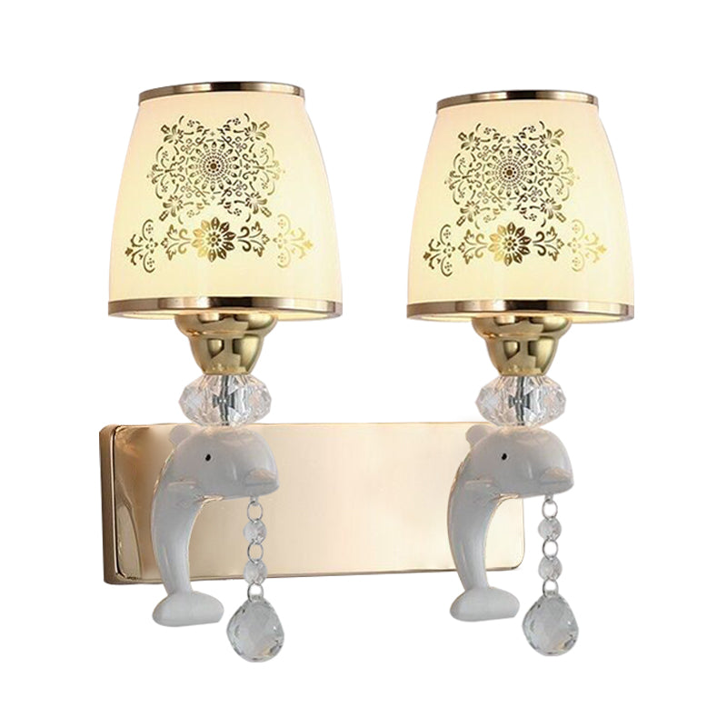 Trapezoid Opal Glass Shade Wall Sconce Modern 1/2-Light Gold Finish Wall Mount Lamp Fixture Clearhalo 'Modern wall lights' 'Modern' 'Wall Lamps & Sconces' 'Wall Lights' Lighting' 898440