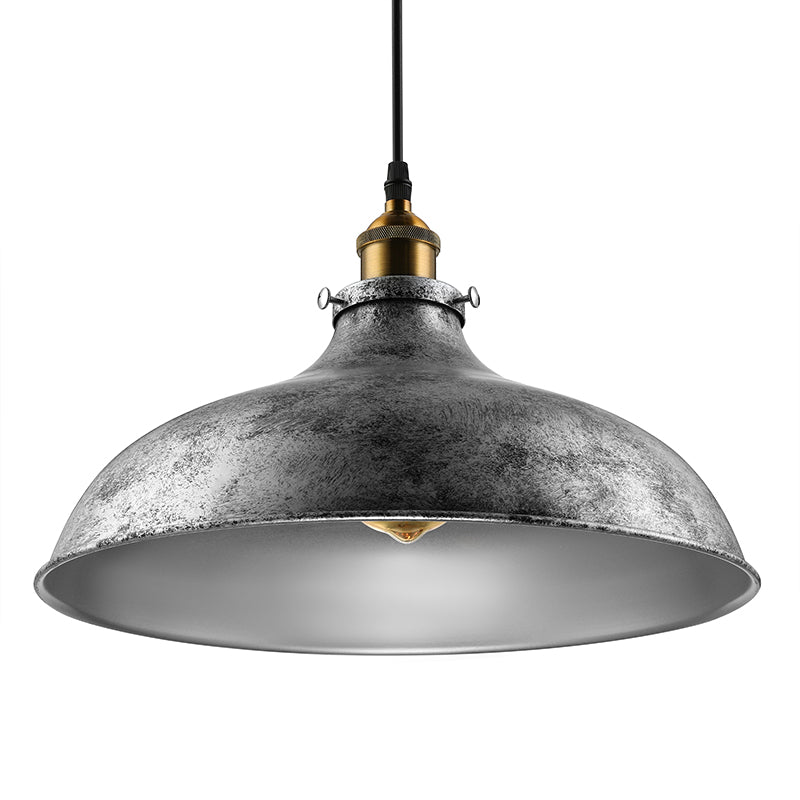 1 Light Dome Ceiling Light Antique Stylish Silver Gray Iron Hanging Ceiling Light with Cord for Living Room Clearhalo 'Art Deco Pendants' 'Cast Iron' 'Ceiling Lights' 'Ceramic' 'Crystal' 'Industrial Pendants' 'Industrial' 'Metal' 'Middle Century Pendants' 'Pendant Lights' 'Pendants' 'Tiffany' Lighting' 89866