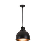 Farmhouse Dome Shade Hanging Fixture 1 Bulb Iron Pendant Ceiling Light with Adjustable Cord in Black Black Clearhalo 'Art Deco Pendants' 'Black' 'Cast Iron' 'Ceiling Lights' 'Ceramic' 'Crystal' 'Industrial Pendants' 'Industrial' 'Metal' 'Middle Century Pendants' 'Pendant Lights' 'Pendants' 'Rustic Pendants' 'Tiffany' Lighting' 90016