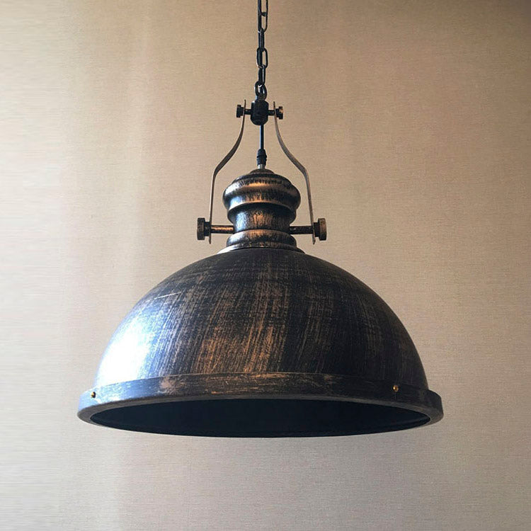 Iron Antique Bronze Ceiling Light Domed 1 Head Farmhouse Style Pendant Lighting for Restaurant Bronze Clearhalo 'Art Deco Pendants' 'Cast Iron' 'Ceiling Lights' 'Ceramic' 'Crystal' 'Industrial Pendants' 'Industrial' 'Metal' 'Middle Century Pendants' 'Pendant Lights' 'Pendants' 'Tiffany' Lighting' 90037