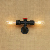 Matte Black 2 Bulbs Wall Mount Light Industrial Style Metallic Water Pipe Wall Lighting for Bedroom Black Clearhalo 'Art deco wall lights' 'Cast Iron' 'Glass' 'Industrial wall lights' 'Industrial' 'Middle century wall lights' 'Modern' 'Rustic wall lights' 'Tiffany' 'Traditional wall lights' 'Wall Lamps & Sconces' 'Wall Lights' Lighting' 90160
