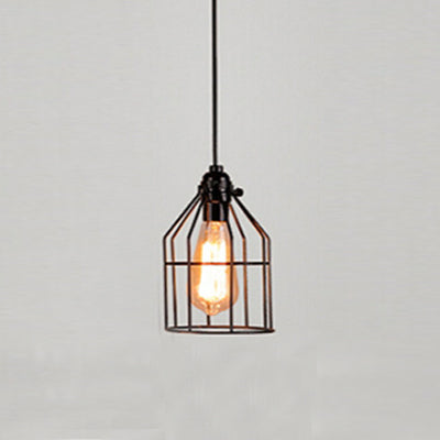 Birdcage Kitchen Pendant Lighting Lodge Style Metal 1 Head Black Finish Hanging Light Fixture with Cord Black Clearhalo 'Art Deco Pendants' 'Black' 'Cast Iron' 'Ceiling Lights' 'Ceramic' 'Crystal' 'Industrial Pendants' 'Industrial' 'Metal' 'Middle Century Pendants' 'Pendant Lights' 'Pendants' 'Rustic Pendants' 'Tiffany' Lighting' 90273