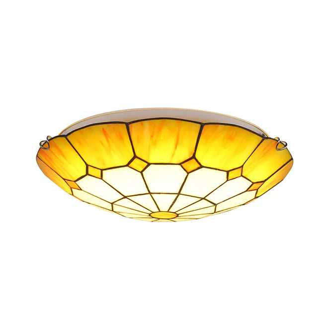 Bedroom Ceiling Lights Tiffany, 2 Lights Floral Flush Mount Light Fixture Clearhalo 'Ceiling Lights' 'Close To Ceiling Lights' 'Close to ceiling' 'Flush mount' Lighting' 90426