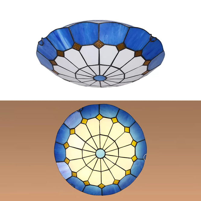 Bedroom Ceiling Lights Tiffany, 2 Lights Floral Flush Mount Light Fixture Clearhalo 'Ceiling Lights' 'Close To Ceiling Lights' 'Close to ceiling' 'Flush mount' Lighting' 90429