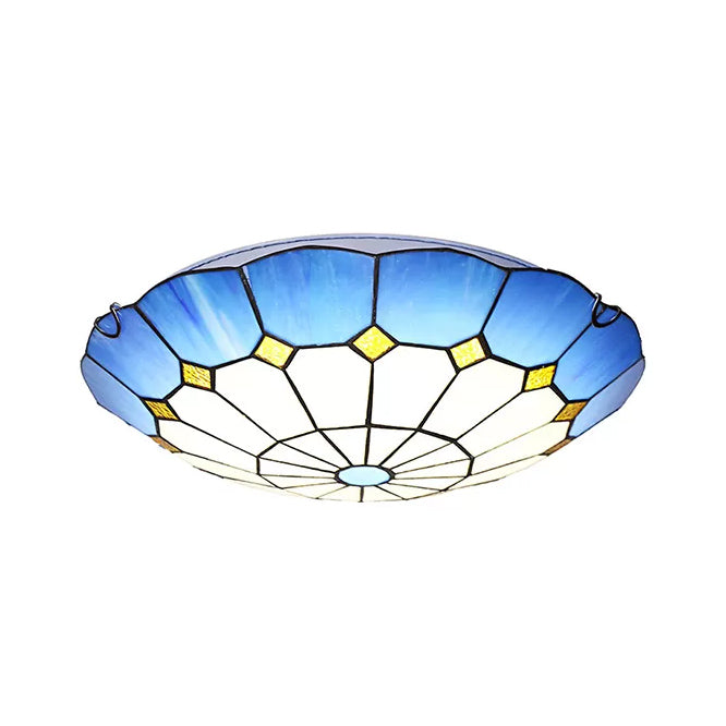 Bedroom Ceiling Lights Tiffany, 2 Lights Floral Flush Mount Light Fixture Clearhalo 'Ceiling Lights' 'Close To Ceiling Lights' 'Close to ceiling' 'Flush mount' Lighting' 90430