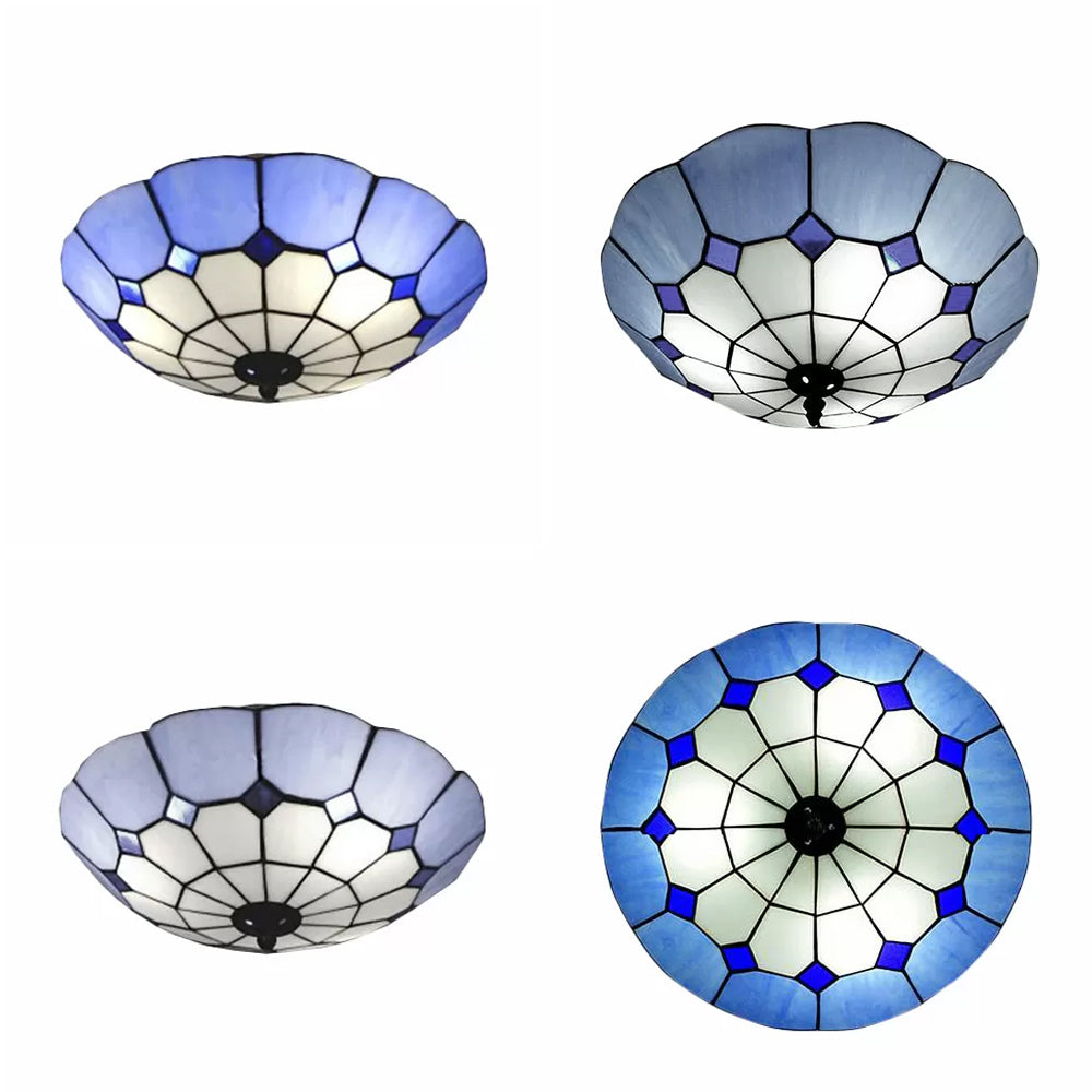 Bedroom Ceiling Lights Tiffany, 2 Lights Floral Flush Mount Light Fixture Clearhalo 'Ceiling Lights' 'Close To Ceiling Lights' 'Close to ceiling' 'Flush mount' Lighting' 90433