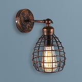 Rust Finish 1 Light Wall Lamp Industrial Metal Bell Cage Shade Adjustable Sconce Lighting for Living Room Rust Clearhalo 'Art deco wall lights' 'Cast Iron' 'Glass' 'Industrial wall lights' 'Industrial' 'Middle century wall lights' 'Modern' 'Rustic wall lights' 'Tiffany' 'Traditional wall lights' 'Wall Lamps & Sconces' 'Wall Lights' Lighting' 90598