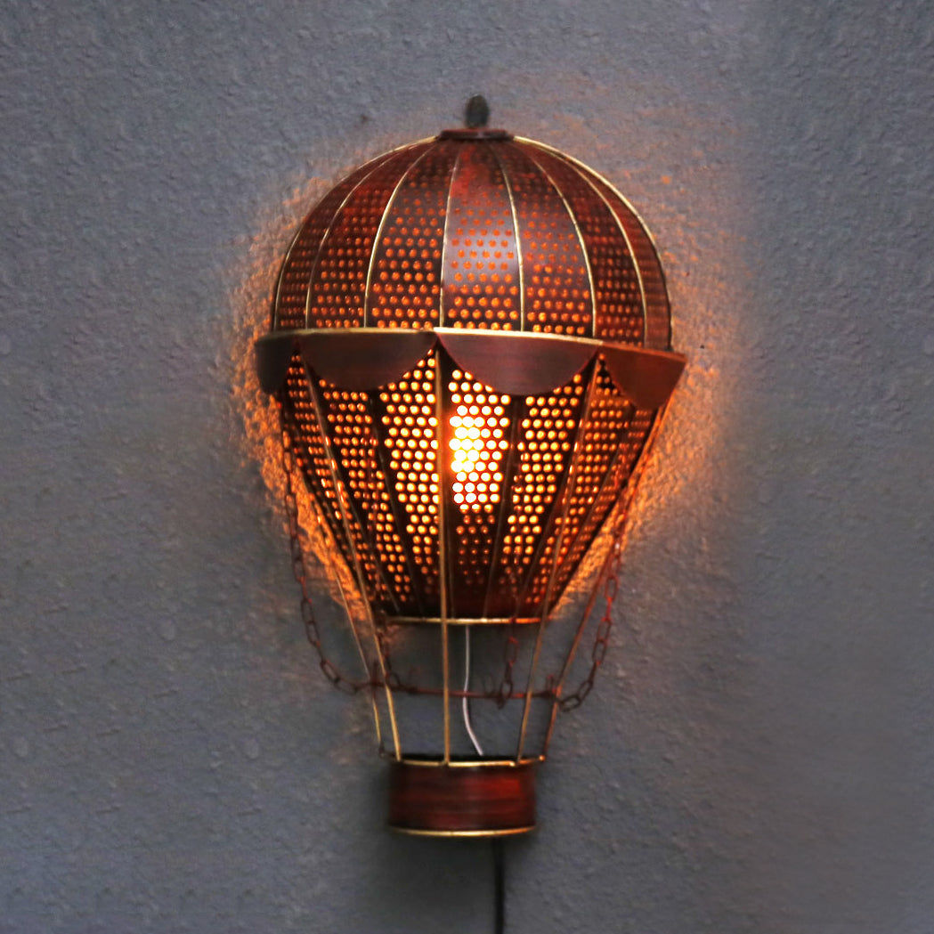 Hot Air Balloon Wall Lamp Industrial Vintage Metal One Light Wall Sconce Light Rust Clearhalo 'Wall Lamps & Sconces' 'Wall Lights' Lighting' 91170