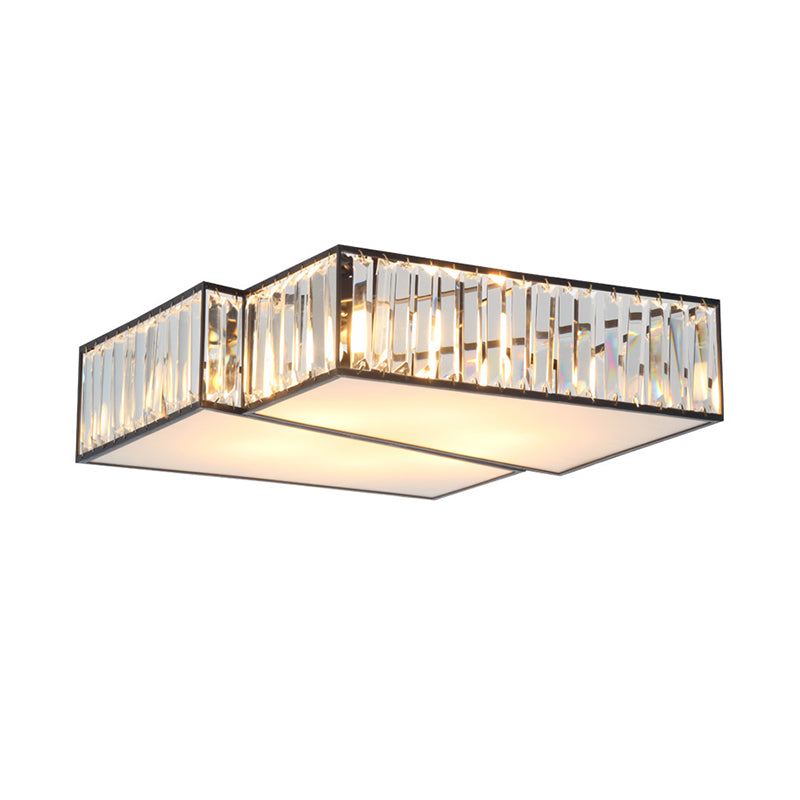 Crystal Rectangle Black Flushmount Geometric 4 Bulbs Contemporary Ceiling Mount Light Fixture Clearhalo 'Ceiling Lights' 'Close To Ceiling Lights' 'Close to ceiling' 'Flush mount' Lighting' 915805