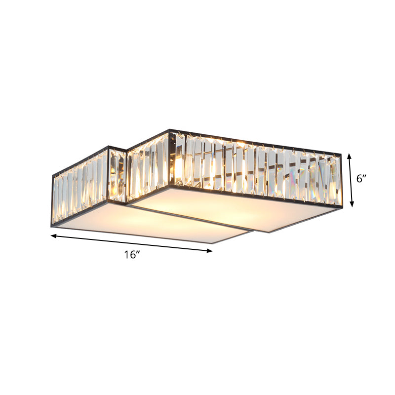 Crystal Rectangle Black Flushmount Geometric 4 Bulbs Contemporary Ceiling Mount Light Fixture Clearhalo 'Ceiling Lights' 'Close To Ceiling Lights' 'Close to ceiling' 'Flush mount' Lighting' 915806