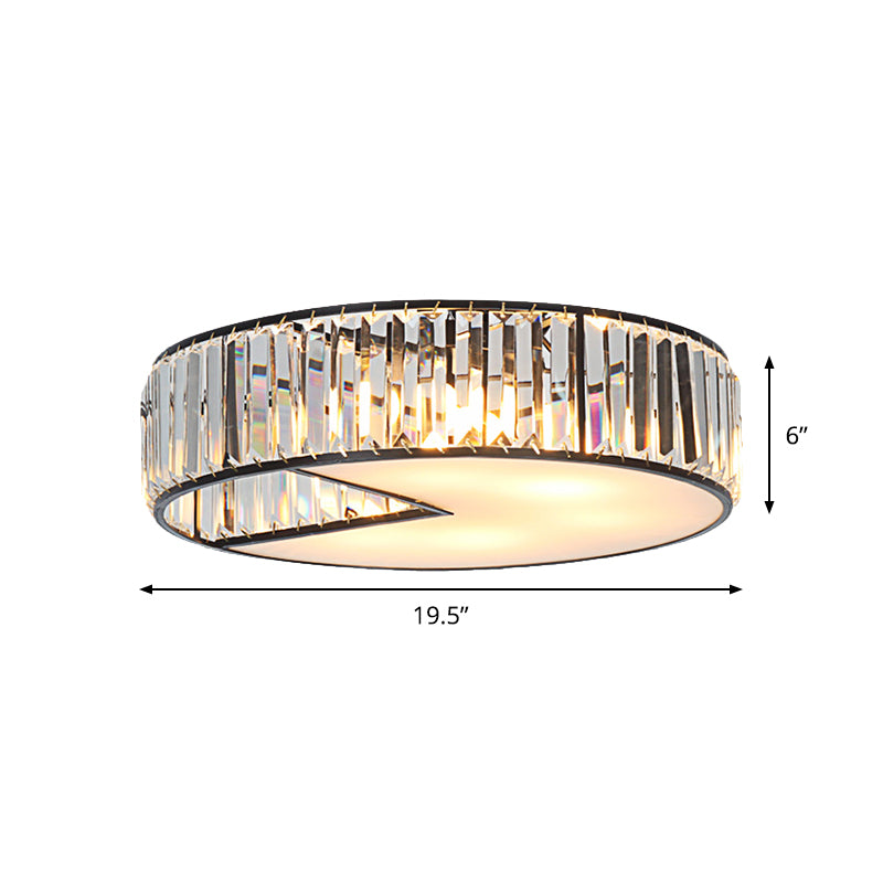 5-Bulb Crystal Block Flush Light Fixture Post Modern Circle Living Room Ceiling Lamp Clearhalo 'Ceiling Lights' 'Close To Ceiling Lights' 'Close to ceiling' 'Flush mount' Lighting' 915828