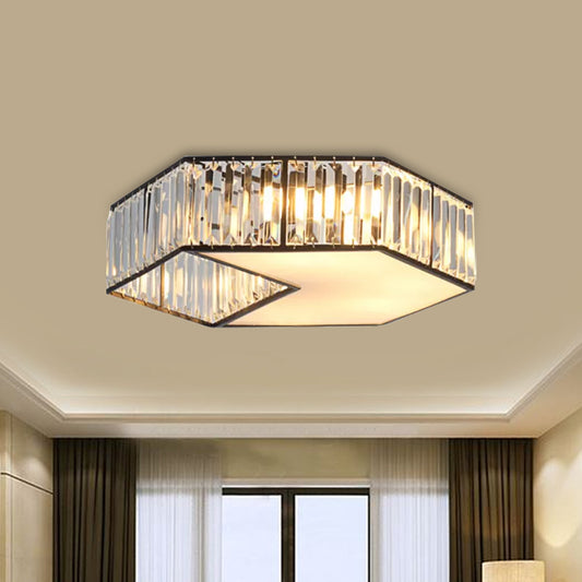 Harlequin Flush Lamp Minimalist 5 Heads Crystal Block Ceiling Light Fixture in Black Black Clearhalo 'Ceiling Lights' 'Close To Ceiling Lights' 'Close to ceiling' 'Flush mount' Lighting' 915829