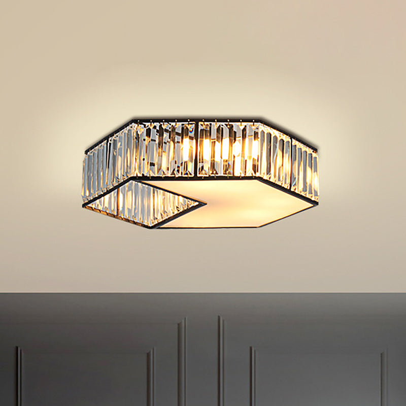 Harlequin Flush Lamp Minimalist 5 Heads Crystal Block Ceiling Light Fixture in Black Clearhalo 'Ceiling Lights' 'Close To Ceiling Lights' 'Close to ceiling' 'Flush mount' Lighting' 915830