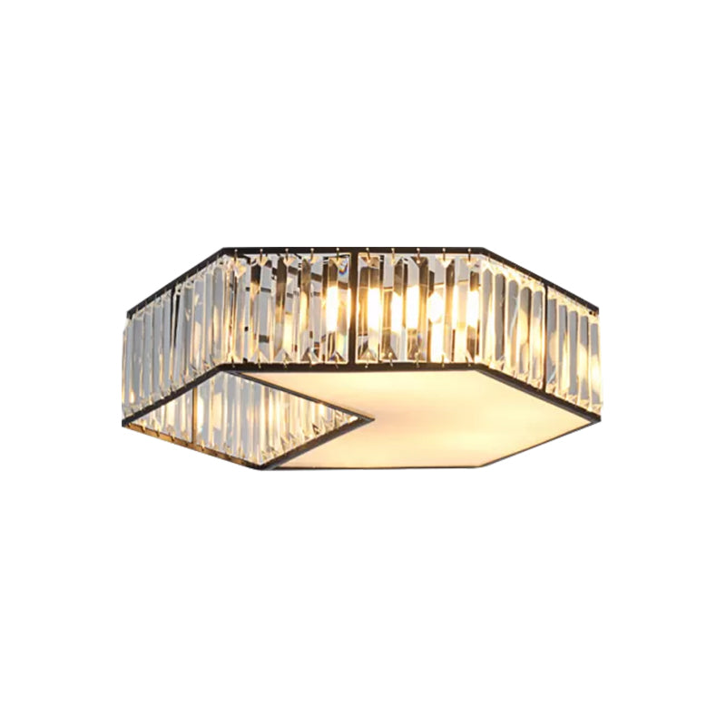 Harlequin Flush Lamp Minimalist 5 Heads Crystal Block Ceiling Light Fixture in Black Clearhalo 'Ceiling Lights' 'Close To Ceiling Lights' 'Close to ceiling' 'Flush mount' Lighting' 915831