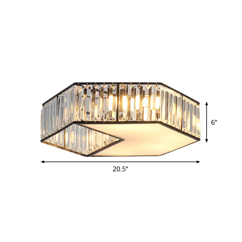 Harlequin Flush Lamp Minimalist 5 Heads Crystal Block Ceiling Light Fixture in Black Clearhalo 'Ceiling Lights' 'Close To Ceiling Lights' 'Close to ceiling' 'Flush mount' Lighting' 915832