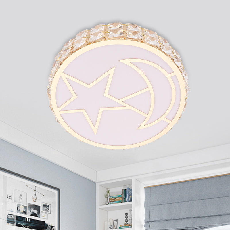 LED Flush Mount Light with Circle Shape Crystal Contemporary Dining Room Ceiling Mounted Fixture in White White Clearhalo 'Ceiling Lights' 'Close To Ceiling Lights' 'Close to ceiling' 'Flush mount' Lighting' 915833