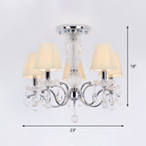 Cone Semi Flush Lamp Modernism 5-Head Crystal Ceiling Light Fixture in Nickle with Fabric Shade and Swirled Arm Clearhalo 'Ceiling Lights' 'Close To Ceiling Lights' 'Close to ceiling' 'Semi-flushmount' Lighting' 915848