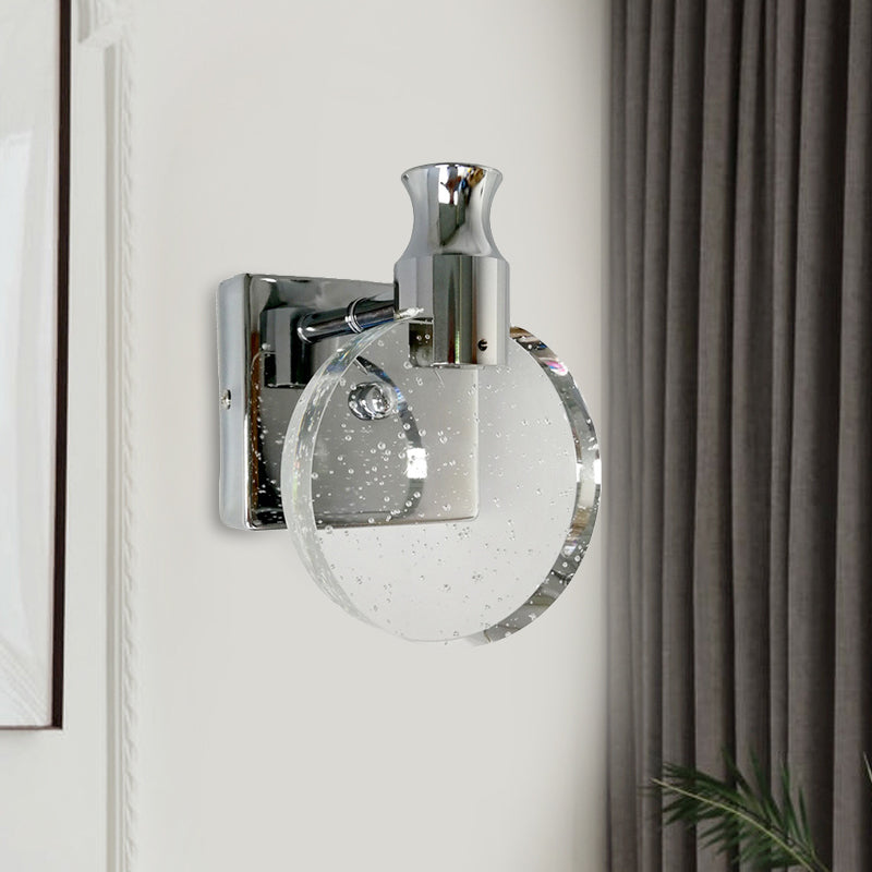 Circle Wall Sconce Lighting Contemporary Crystal LED Surface Wall Mounted Light Fixture for Living Room in Silver Silver Clearhalo 'Cast Iron' 'Glass' 'Industrial' 'Modern wall lights' 'Modern' 'Tiffany' 'Traditional wall lights' 'Wall Lamps & Sconces' 'Wall Lights' Lighting' 915865