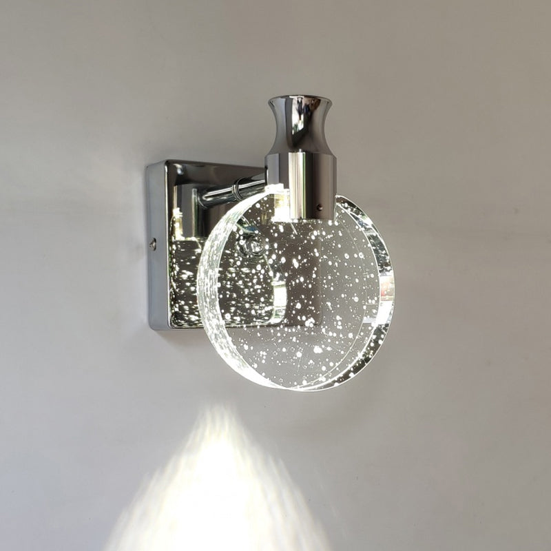 Circle Wall Sconce Lighting Contemporary Crystal LED Surface Wall Mounted Light Fixture for Living Room in Silver Clearhalo 'Cast Iron' 'Glass' 'Industrial' 'Modern wall lights' 'Modern' 'Tiffany' 'Traditional wall lights' 'Wall Lamps & Sconces' 'Wall Lights' Lighting' 915867