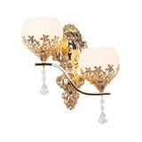 Gold 2 Heads Bowl Sconce Light Fixture Modernism Wine Glass Wall Mounted Light Fixture with Crystal Shade Clearhalo 'Modern wall lights' 'Modern' 'Wall Lamps & Sconces' 'Wall Lights' Lighting' 915870