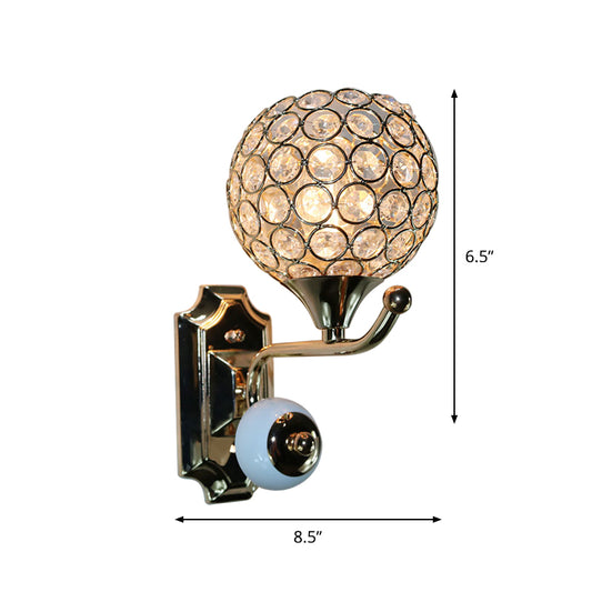 Modernist Circle Wall Sconce 1 Head Crystal-Encrusted Wall Mount Light Fixture in Gold Clearhalo 'Cast Iron' 'Glass' 'Industrial' 'Modern wall lights' 'Modern' 'Tiffany' 'Traditional wall lights' 'Wall Lamps & Sconces' 'Wall Lights' Lighting' 915907