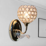 Modernist Circle Wall Sconce 1 Head Crystal-Encrusted Wall Mount Light Fixture in Gold Gold A Clearhalo 'Cast Iron' 'Glass' 'Industrial' 'Modern wall lights' 'Modern' 'Tiffany' 'Traditional wall lights' 'Wall Lamps & Sconces' 'Wall Lights' Lighting' 915908