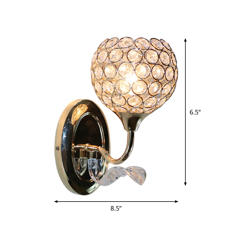 Modernist Circle Wall Sconce 1 Head Crystal-Encrusted Wall Mount Light Fixture in Gold Clearhalo 'Cast Iron' 'Glass' 'Industrial' 'Modern wall lights' 'Modern' 'Tiffany' 'Traditional wall lights' 'Wall Lamps & Sconces' 'Wall Lights' Lighting' 915912