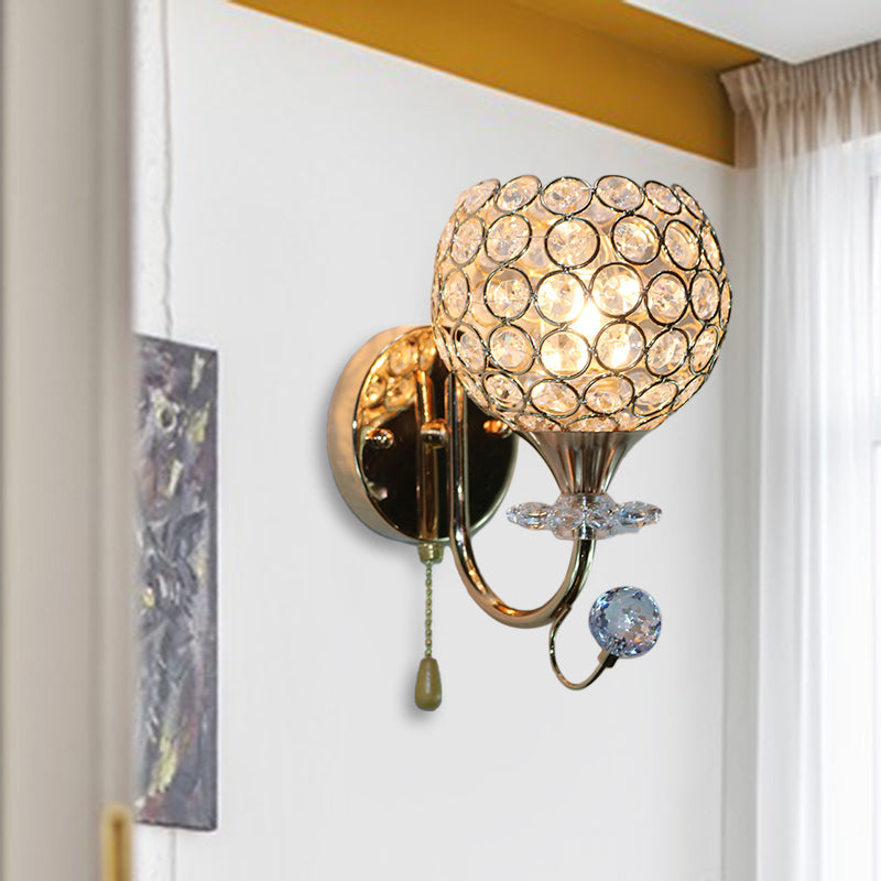 Beveled Glass Gold Wall Sconce Light Bowl 1 Head Contemporary Wall Mount Light Fixture for Living Room Gold Clearhalo 'Cast Iron' 'Glass' 'Industrial' 'Modern wall lights' 'Modern' 'Tiffany' 'Traditional wall lights' 'Wall Lamps & Sconces' 'Wall Lights' Lighting' 915917