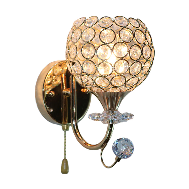 Beveled Glass Gold Wall Sconce Light Bowl 1 Head Contemporary Wall Mount Light Fixture for Living Room Clearhalo 'Cast Iron' 'Glass' 'Industrial' 'Modern wall lights' 'Modern' 'Tiffany' 'Traditional wall lights' 'Wall Lamps & Sconces' 'Wall Lights' Lighting' 915918