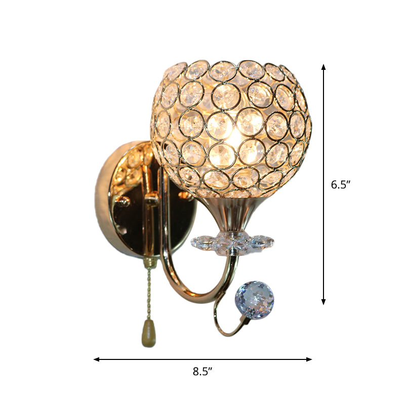 Beveled Glass Gold Wall Sconce Light Bowl 1 Head Contemporary Wall Mount Light Fixture for Living Room Clearhalo 'Cast Iron' 'Glass' 'Industrial' 'Modern wall lights' 'Modern' 'Tiffany' 'Traditional wall lights' 'Wall Lamps & Sconces' 'Wall Lights' Lighting' 915920